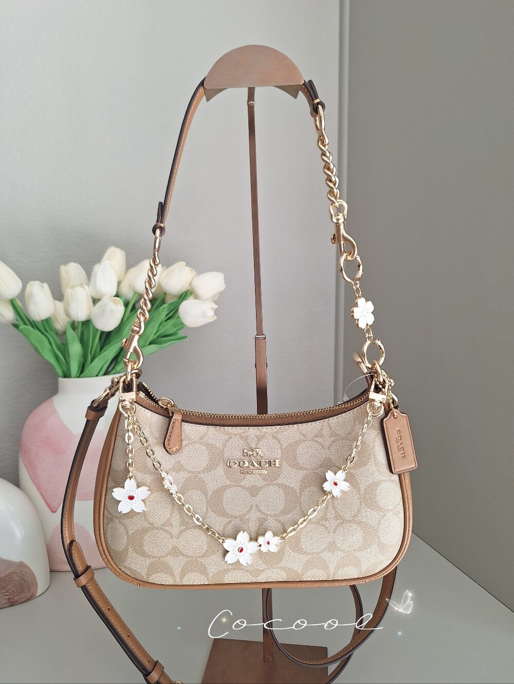 NWT Authentic Coach Teri Shoulder Bag In Signature Canvas CA548 Saddle